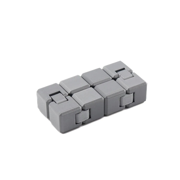 Cube infini argenté – Fidget sensoriel imprimé en 3D